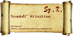 Szopkó Krisztina névjegykártya